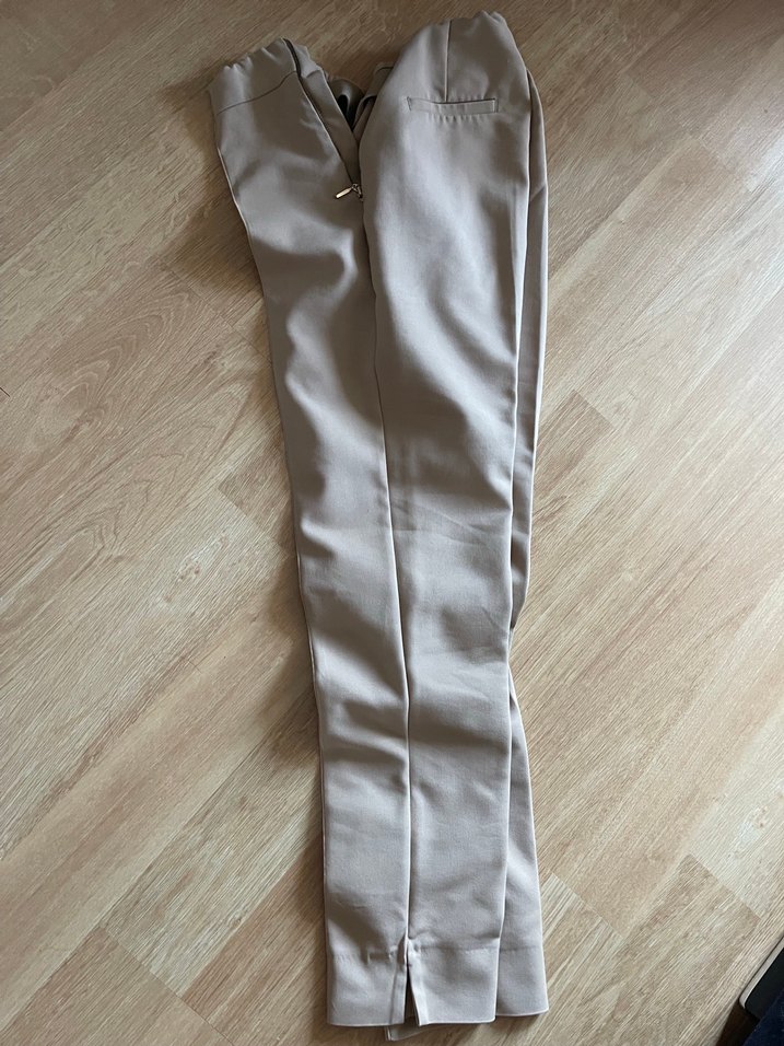 Bej Kadın Midi Kumaş Pantolon - Görsel 2