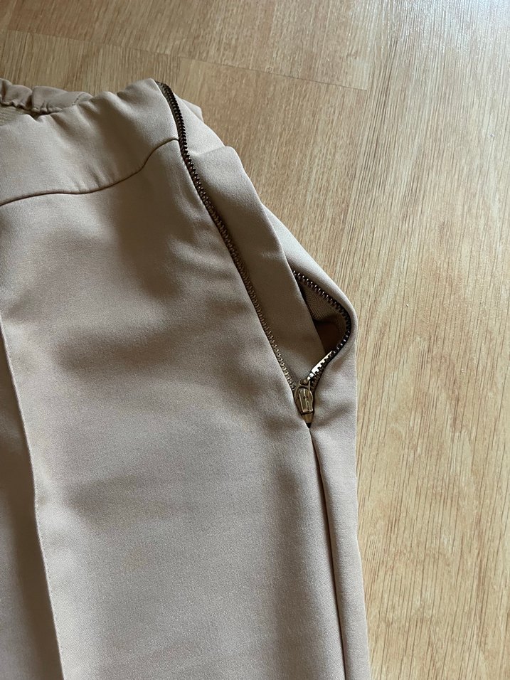 Bej Kadın Midi Kumaş Pantolon - Görsel 3