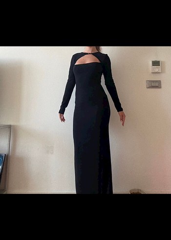 Siyah Uzun Kollu Dar Elbise - Görsel 2