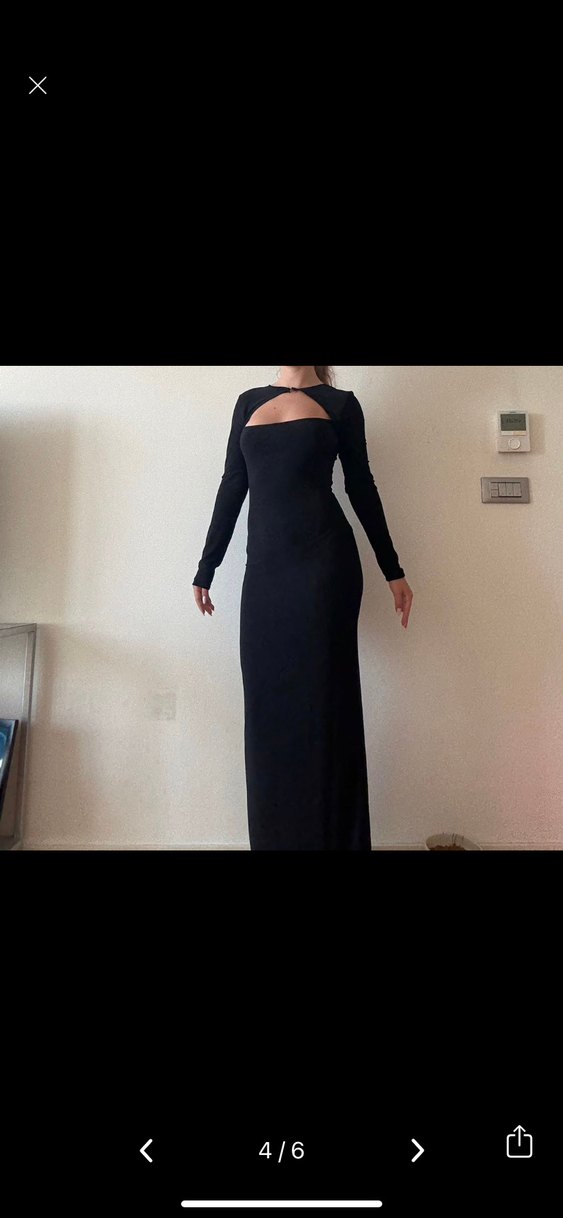 Siyah Uzun Kollu Dar Elbise - Görsel 2