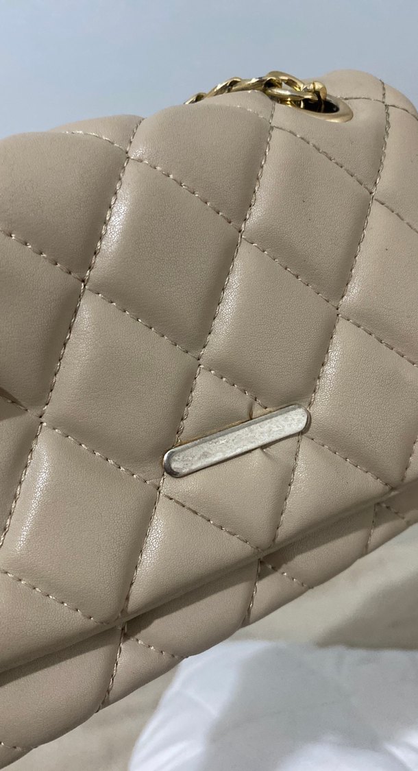 Bej Zincir Detaylı Deri Kadın Çanta - Görsel 4