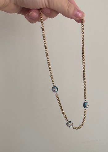 Altın Renk Zincir Detaylı Bohem Kolye - Görsel 2