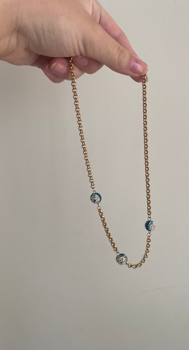 Altın Renk Zincir Detaylı Bohem Kolye - Görsel 2