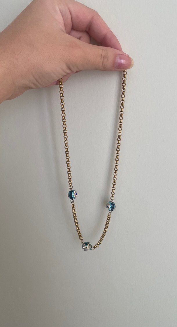 Altın Renk Zincir Detaylı Bohem Kolye - Görsel 3