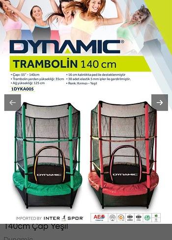 140cm Çapında Yeşil Büyük Boy Fileli Trambolin - Görsel 3