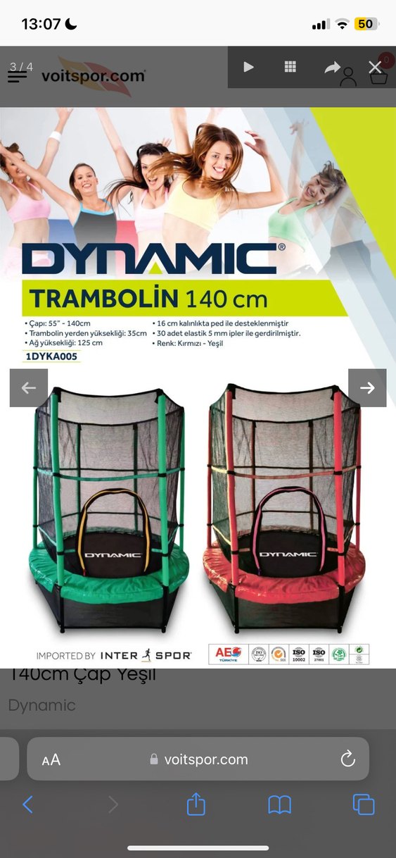 140cm Çapında Yeşil Büyük Boy Fileli Trambolin - Görsel 3