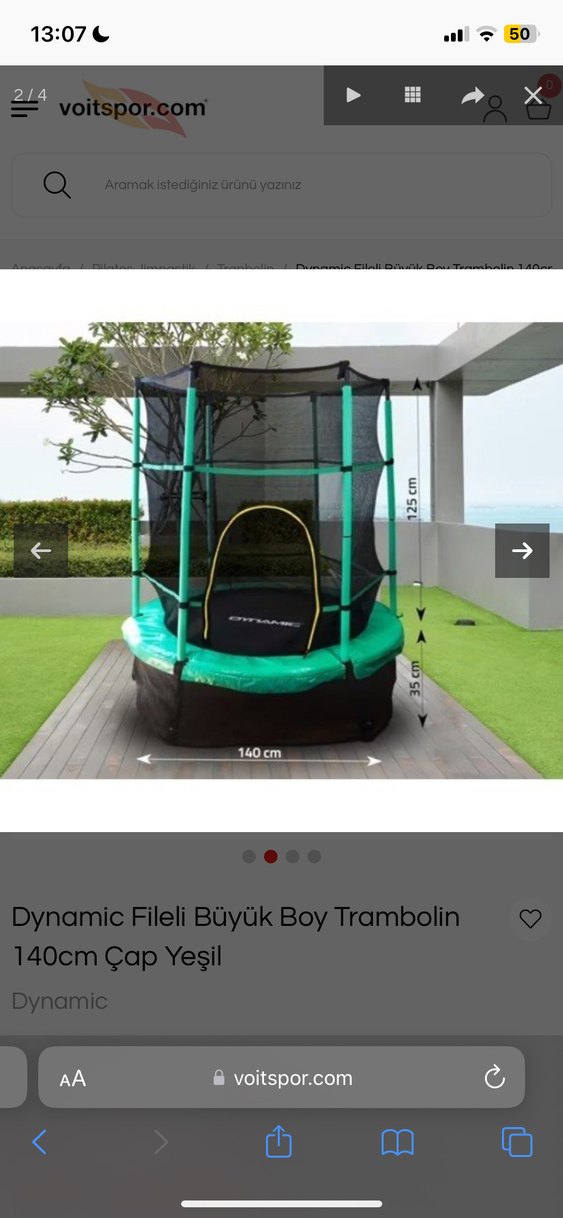 140cm Çapında Yeşil Büyük Boy Fileli Trambolin - Görsel 2