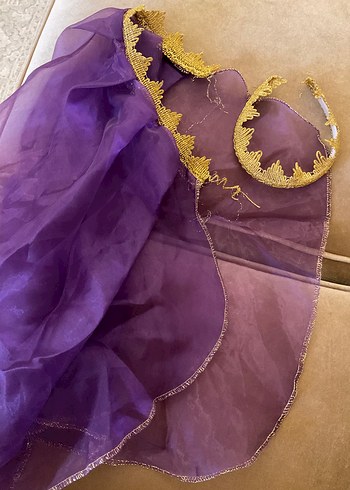 Rapunzel Kostüm Mor ve Pembe Kız Çocuk Prenses Elbisesi - Görsel 10