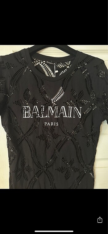 s Beden siyah Renk Balmain delikli Tshirt