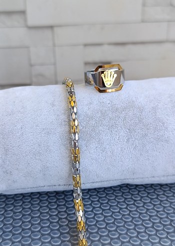 Çelik Bileklik ve Rolex  Çelik Yüzük - Görsel 4
