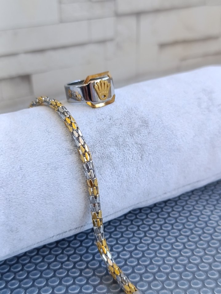 Çelik Bileklik ve Rolex  Çelik Yüzük - Görsel 2