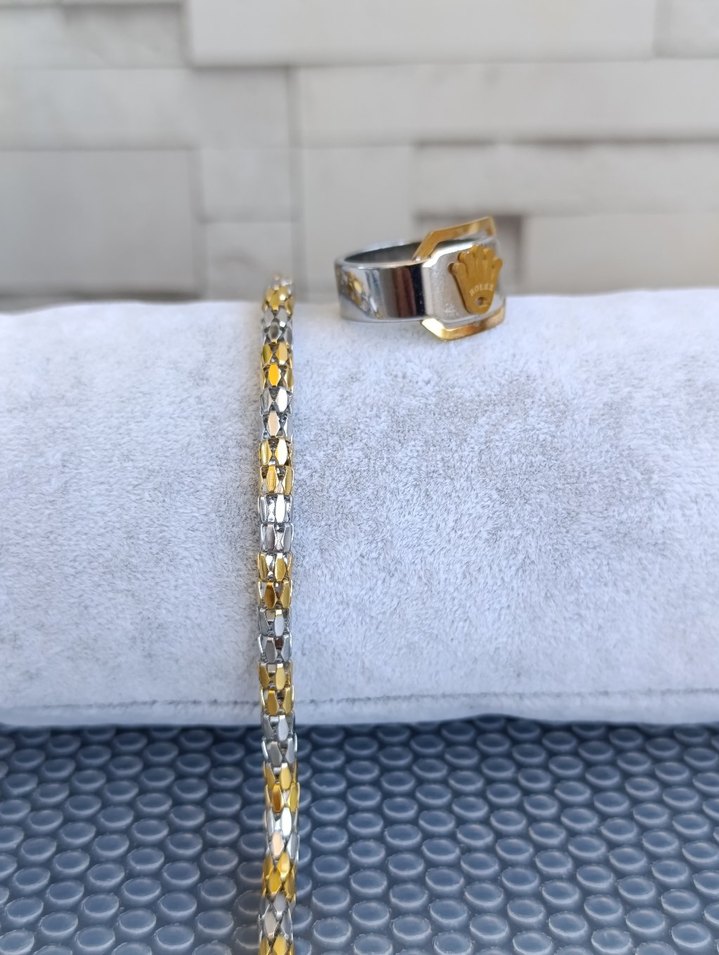 Çelik Bileklik ve Rolex  Çelik Yüzük - Görsel 3