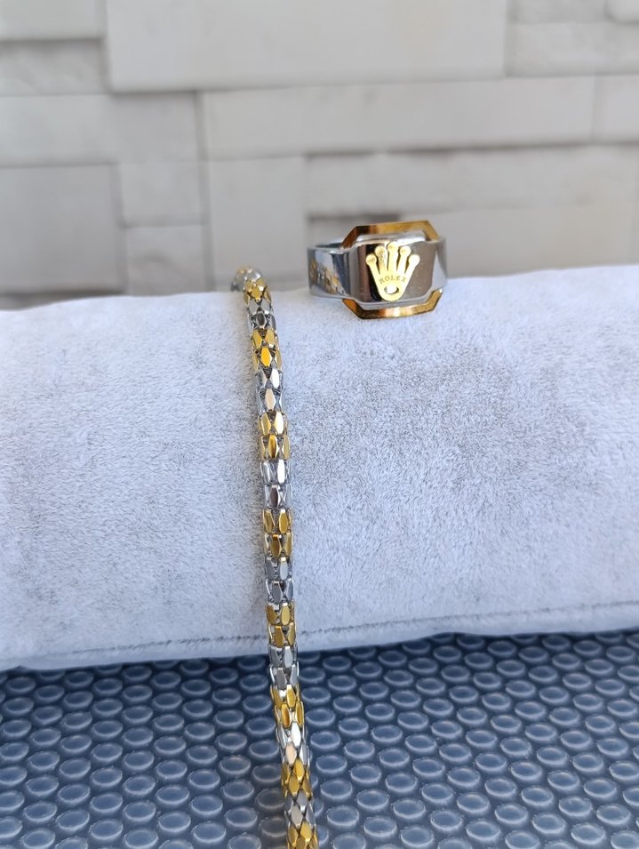 Çelik Bileklik ve Rolex  Çelik Yüzük - Görsel 4