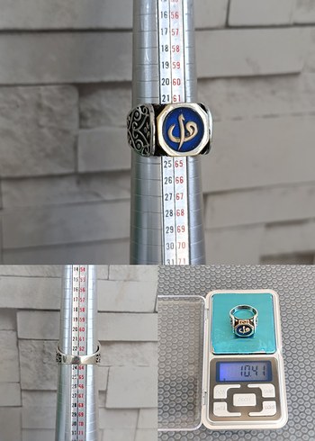 Elif Vav Motifli Mineli 925 Ayar Gümüş Yüzük - Görsel 10