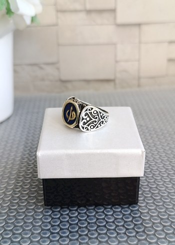 Elif Vav Motifli Mineli 925 Ayar Gümüş Yüzük - Görsel 8