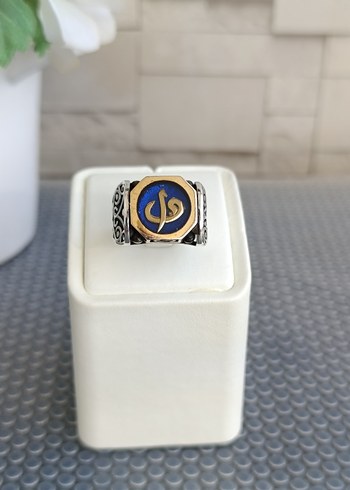 Elif Vav Motifli Mineli 925 Ayar Gümüş Yüzük - Görsel 2