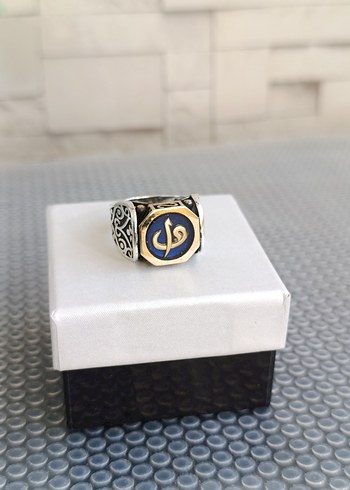 Elif Vav Motifli Mineli 925 Ayar Gümüş Yüzük - Görsel 5