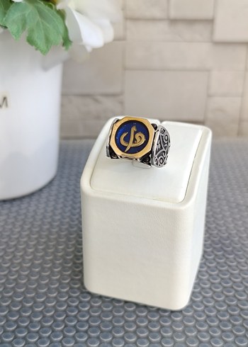 Elif Vav Motifli Mineli 925 Ayar Gümüş Yüzük - Görsel 3