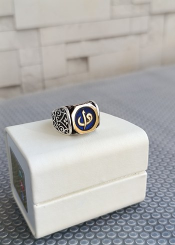 Elif Vav Motifli Mineli 925 Ayar Gümüş Yüzük - Görsel 4