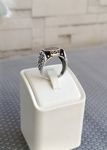 Elif Vav Motifli Mineli 925 Ayar Gümüş Yüzük - Görsel 9