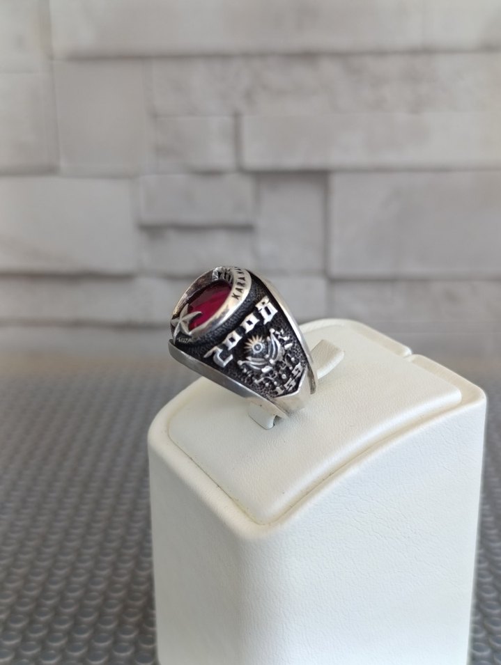 Elmas İş özel tasarım Ağır Gümüş Yüzük - Görsel 2