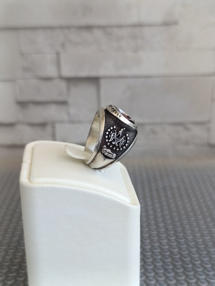 Elmas İş özel tasarım Ağır Gümüş Yüzük - Görsel 3