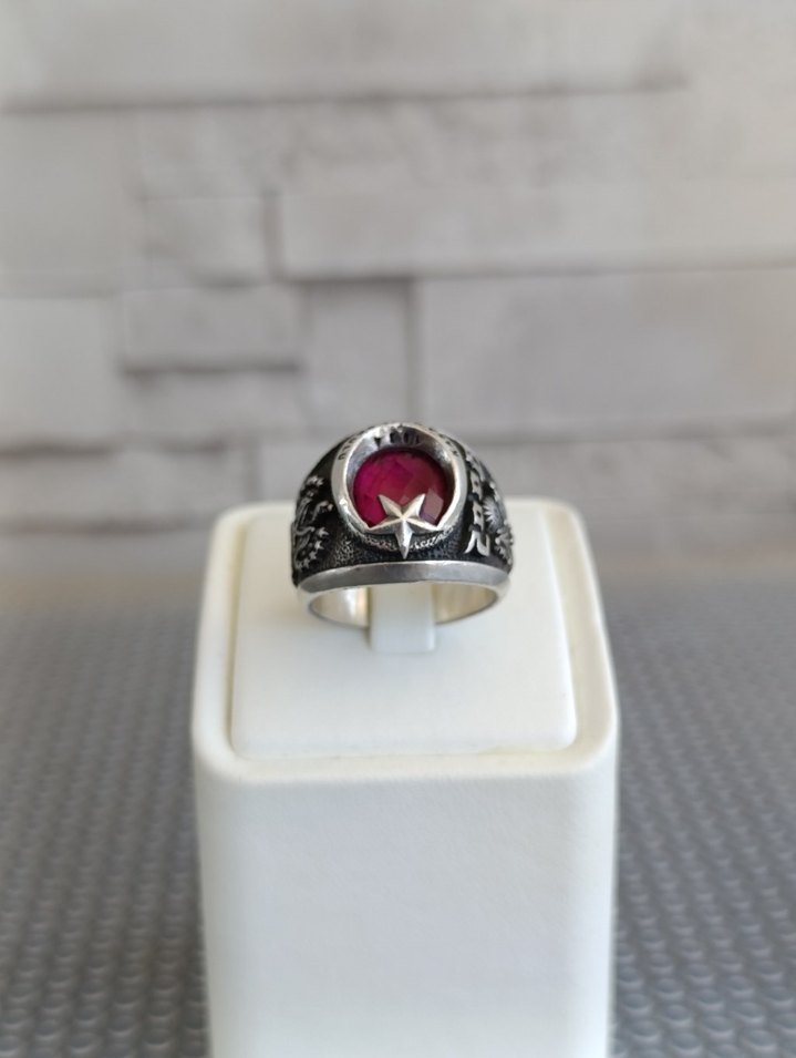 Elmas İş özel tasarım Ağır Gümüş Yüzük - Görsel 4