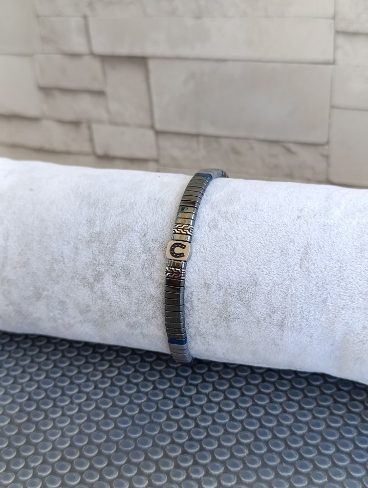 Çelik Doğal Taşlı Bileklik - Görsel 5