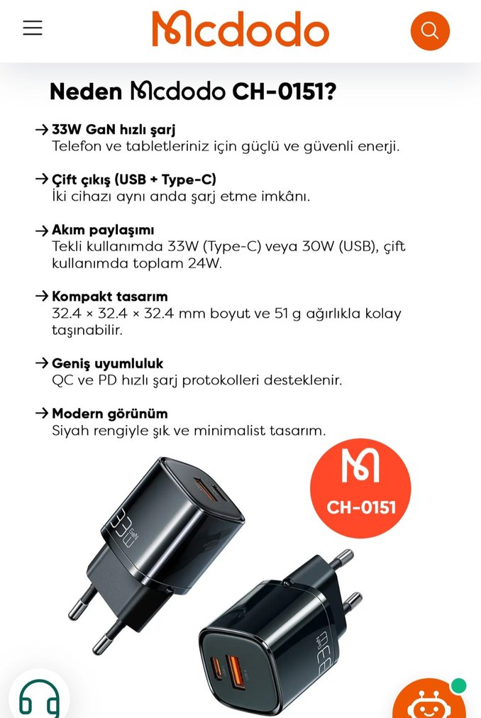 Mcdodo 33W GaN PD Çift Çıkışlı Hızlı Şarj Cihazı - Görsel 3