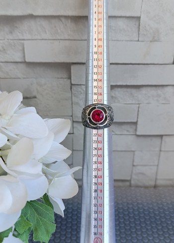 Yakut Taşlı Gümüş Yüzük ve Hematit Bileklik - Görsel 6