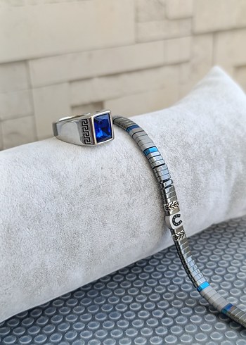 Hematit Bileklik ve Çelik Yüzük - Görsel 2