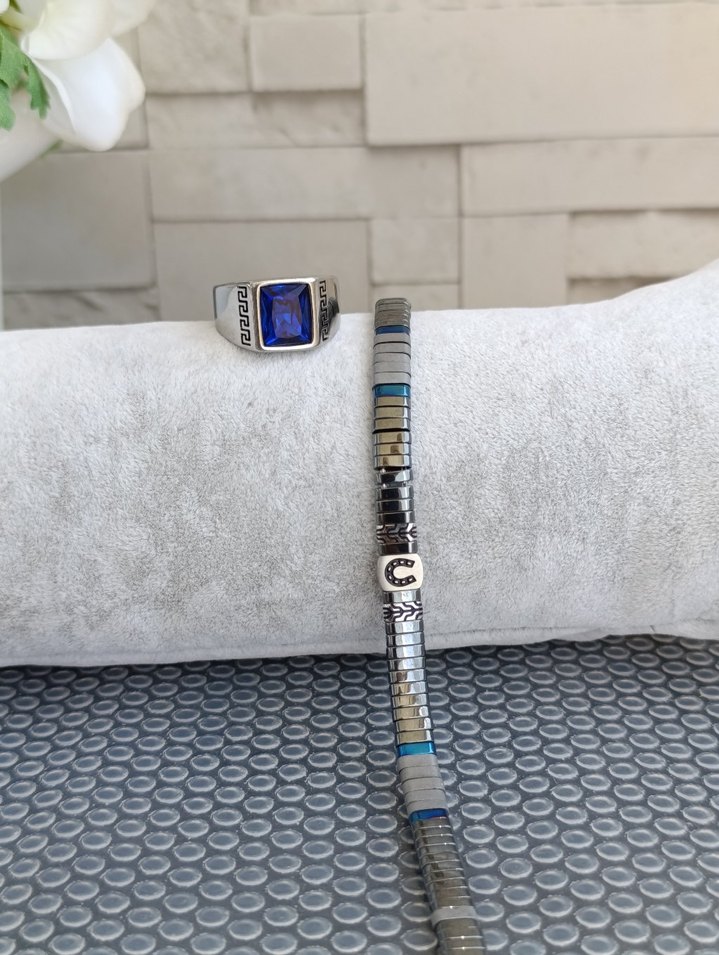 Hematit Bileklik ve Çelik Yüzük - Görsel 4