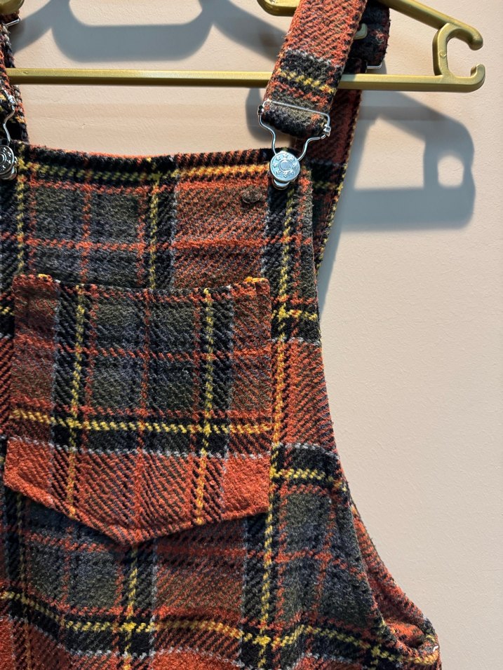 Kızlar İçin Kareli Askılı Salaş Tulum - Görsel 2