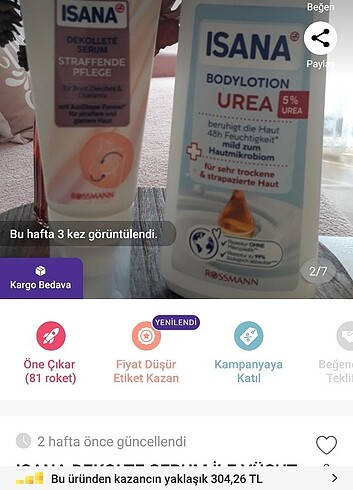 ISANA DEKOLTE SIKILAŞTIRICI SERUM VE VÜCUT LOSYONU 
