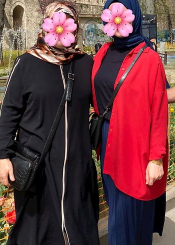 Kırmızı Düğmeli Salaş Midi Kadın Gömlek - Görsel 4