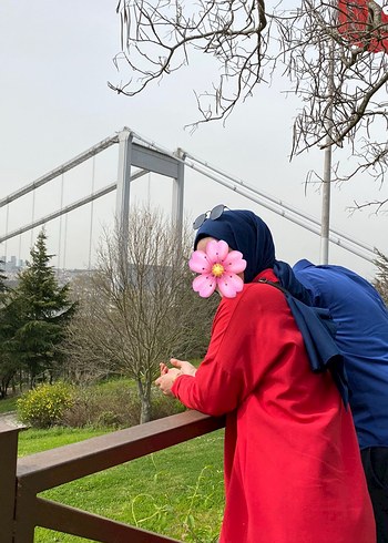 Kırmızı Düğmeli Salaş Midi Kadın Gömlek - Görsel 3