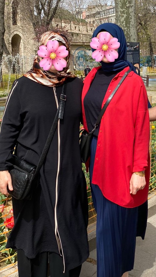 Kırmızı Düğmeli Salaş Midi Kadın Gömlek - Görsel 4