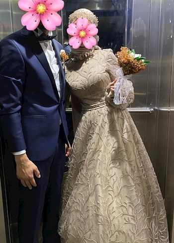 Nakışlı Uzun Kollu Nişan Elbisesi - Görsel 5