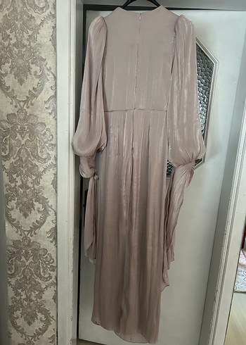 Vizon Drapeli Uzun Kadın Abiye Elbise - Görsel 3