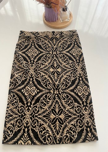 Dantel Detaylı Bohem Nakışlı Midi Kalem Etek - Görsel 3