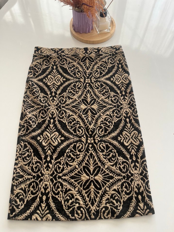 Dantel Detaylı Bohem Nakışlı Midi Kalem Etek - Görsel 3