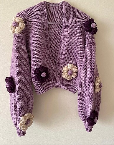 universal Beden Çiçekli crop hırka