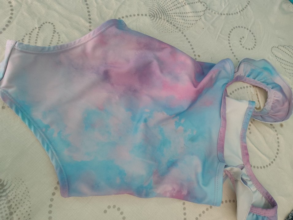 Kız Çocuk Pembe Pastel Tie-Dye Mayo ve kot şapka - Görsel 2