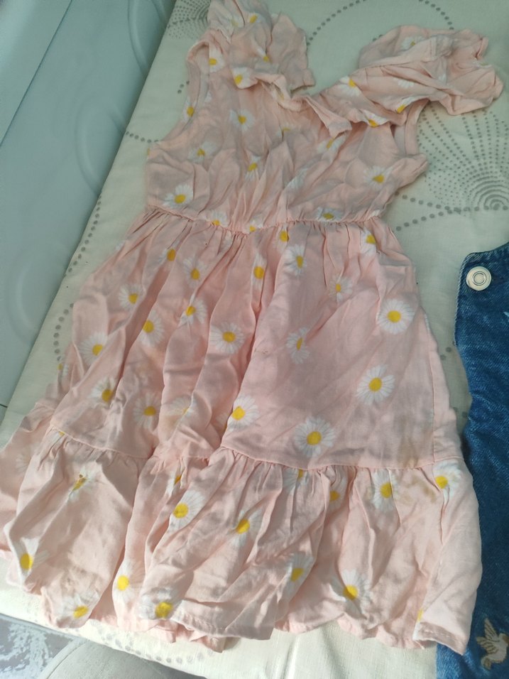 Nakışlı Mavi Kız Denim Salopet - Görsel 3