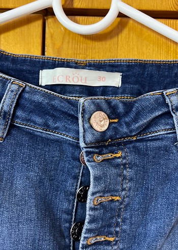 30 Beden Ecrou Düğmeli Normal Boy Kadın Kot Pantolon
