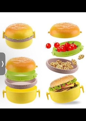 Renkli Hamburger Şekilli Çok Katmanlı Saklama Kabı