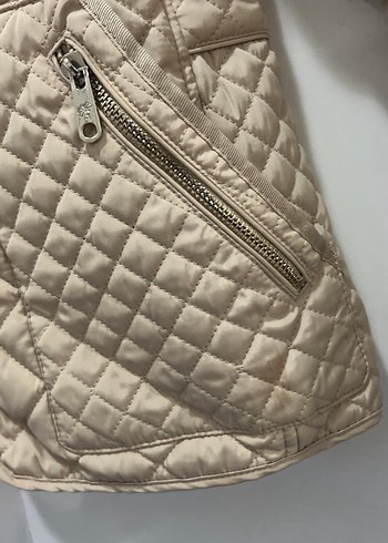 Zara Zara Bej Düğmeli Kadın Mont
