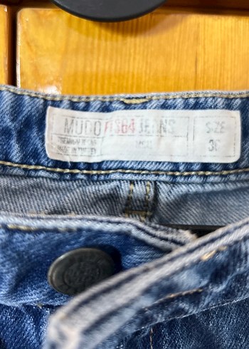38 Beden mavi Renk Mudo Bol Kesim Midi Boy Mavi Kot Pantolon