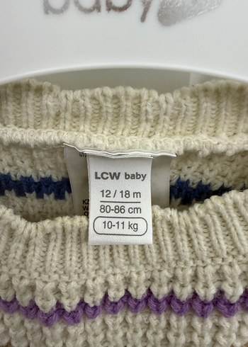 Çizgili Örgü Kolsuz Mini Çocuk Süveter - Görsel 2