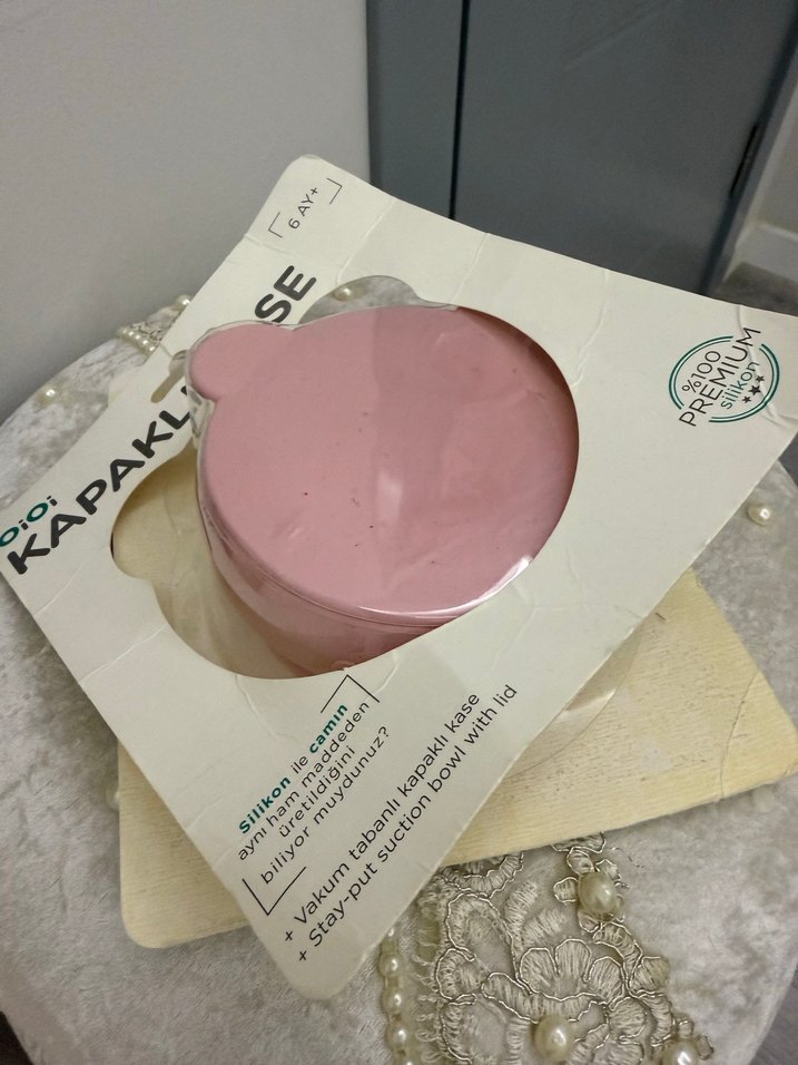 Vakum Tabanlı Kapaklı Silikon Mama Kabı - Pembe - Görsel 2